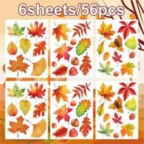Autumn window stickers fallen leaves maple leaves electrostatic window stickers home decoration Thanksgiving festival party glass stickers Autumn leaf window sticker 02 (6 sheets)
