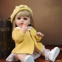 KEIUMI Reborn Doll Girl 55 cm Realistic Full Silicone Vinyl Baby Dolls Kids Playmates Birthday Christmas Gifts with Feeding Accessories 22 inch about 55 cm