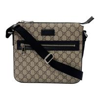 Gucci GG Supreme Smėlio spalvos Drobės Portfelio tipo Kryžminio Nešiojimo Krepšys Su Juodo Odos Apdaila Vyrams Prabangus Kasdieniam Naudojimui Basic Set (Bag+Dust Bag)