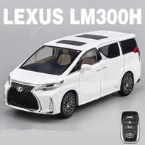 1:24 Lexus LM300 MPV lydinio automobilio modelis Metalinis liejamas transporto priemonės modelis Didelio tikslumo garso ir šviesos vaikų žaislas dovanai su raktu balta