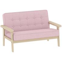 Vaikų kėdė, vaikų sofa su mediniu rėmu, aksomo išvaizda, paminkštinta, skirta 3–15 metų vaikams, rožinė