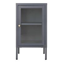 Mažas bufetas 1 durys 38x35x70 cm stiklo ir pilko metalo
