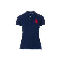 Polo Ralph Lauren SS22 Briaunota apykaklė Vertikalus sagų užsegimas Slim Fit Trumpomis rankovėmis Polo marškinėliai Moteriški viršutiniai drabužiai Tamsiai mėlyni 211505656-002 XS
