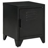 HOMCOM Naktinis staliukas Naktinė spintelė Miegamasis Naktinis staliukas su reguliuojama lentyna Durelės Naktinis staliukas Pramoninis dizainas Metalinis juodas 50 x 40 x 47,5 cm