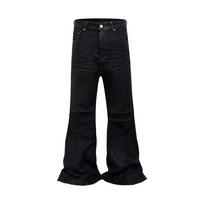 GLYDE Streetwear Juoda klijais dengtos bootcut kelnės vyrams ir moterims Tiesios laisvos kasdienės platėjančios kelnės Per dydį laisvos džinsinės kelnės M
