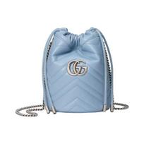 Gucci GG Marmont Mini Kibiro Formos Rankinė Šviesiai Mėlynos Odos Sidabrinė Furnitūra Kasdieniam Naudojimui 575163-DTDRT-4928 Basic Set (Bag+Dust Bag)