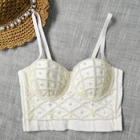 Korsetas Gothic Sexy Camisole Top Moteriška Madinga Slim Crop Top Moteriška Vakarėlis Temperamentas Kamiolinis viršus M balta