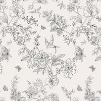 Black and White Floral Wallpaper Peel and Stick Wallpaper Floral Contact Paper Flowers Birds Removable Self Adhesive Wallpaper 1mx44cm