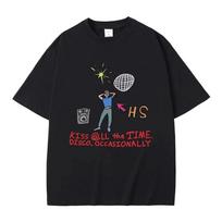 Harry Styles  Bučiuokis visą laiką. Disco, kartais.  HS Ranka pieštas Dūdelė Disco kamuolio Grafinis Per dydžio Gatvės stiliaus Pop Rock Koncerto Gerbėjo Prekės T-shirt 4XL