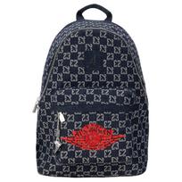 Jordan 24L Logo All Over Print Large Capacity Polyester Backpack Medium Men Backpacks Dark-Denim JD2623001AD-001 Dark Denim gray