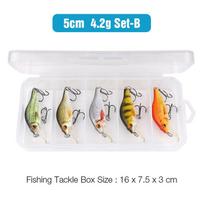 5 vnt. Plaukiojančių minnow voblerių žvejybos masalų rinkinys 5 cm/7 cm/9 cm Minnow masalai Kietas masalas lydekoms Crankbait žvejybos reikmenų dėžutė