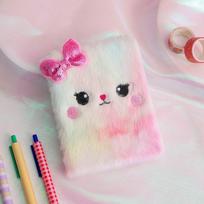 Cartoon Bear With Lock Plush Notebook Tie-dyed Multi-color A5 Diary Book Girls Hand Account Book Gift Stationery School Supplies