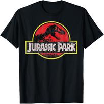 Jurassic Park Nudėvėtas Originalus Parko Logotipo Marškinėlis L juoda