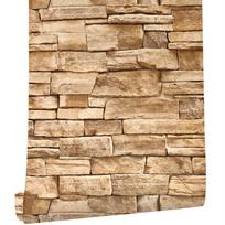 Brown Stone Peel And Stick Wallpaper Self-Adhesive Removable Wallpaper Waterproof  Contact Paper For Kitchen Wall Home Decor 1mx45cm