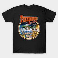 Men Black Print T-shirt Thunderbirds No-Cut Transfer Paper Print Cotton Tshirt XL juoda
