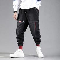 Vyriškos Streetwear Hip Hop Krovinių Džinsinės Kelnės Elastingi Harun Džogeriai Rudeniui ir Pavasariui Vyriški Drabužiai S juoda