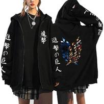 Anime Attack On Titan Hoodies Vyrai Moterys Harajuku Manga Grafinis animacinis filmas Paltai su užtrauktuku Striukės Gatvės apranga Megztiniai Unisex palaidinės Vyriški drabužiai porai L