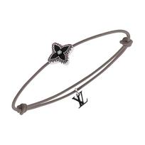 Louis Vuitton Lv Letter Decoration Enamel Rhinestone Metal Cotton Cord Bracelet Men bracelet Gray M03622 Basic Packaging-Dust Bag+Box