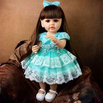 KEIUMI Reborn Baby Girl Doll 55 cm Full Silicone Vinyl Bebe With Long Brown hair Lifelike Princess Newborn Dolls Kids Birthday XMAS Gifts 22 inch about 55 cm ruda