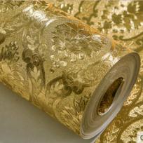 Prabangūs Klasikiniai Auksiniai Tapetai Miegamojo Svetainės Reljefiniai Damasko Tapetai Ritininiai Blizgūs Tapetai Auksinės Folijos Sienų Dangos 9.5mx53cm