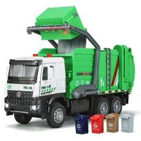1:35 City Sanitation Truck Alloy Car Model Diecast Garbage Sorting Sanitation Clearing Vehicle Children Toy Present For Boys žalia