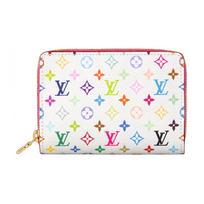 Louis Vuitton × Takashi Murakami Collaboration Metal Fastener Monogram Canvas Wallet Unisex wallet White M14093 Box(Basic Set+Box)