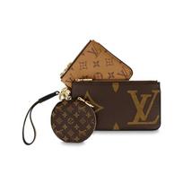 Louis Vuitton Trio Classic Monogram dengto audinio daugiafunkcinis didelis užtrauktuku užsegamas dėklas Moteriški dėklai Ruda M68756 Basic Set (Bag+Dust Bag)
