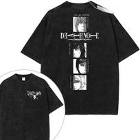 Death Note Manga Series Character Collage Graphic Oversized Vintage Washed Streetwear T-Shirt Top for Anime & Manga Fans L