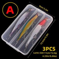 3Pcs Floating Wobbler Minnow Laser Fishing lure 11mm 12.6g Crankbait Artificial Hard Bait Bass Lure Plastic Fish Fishing Tackle