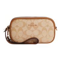 Coach Jamie 18 Classic Monogram Zip Coated Canvas And Leather Camera Bag Clutch Small Women Bags Light-Khaki CA718-IMNLJ Basic Set (Bag+Dust Bag)