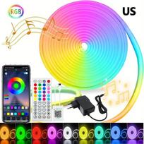 24V RGB Neon LED juosta Lanksti Vandeniui atspari Juosta su Valdymu per Programėlę, Muzikos Sinchronizacija, Pritemdoma, Keičianti Spalvas vakarėliui, namų dekorui 5M