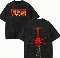 DOOM Anime Mėgėjo skalbinti marškinėliai Visų metų drabužiai aukštos kokybės asmenybė Drabužiai Dideli dydžiai Unisex Naujas modelis Pora marškinėliai L