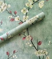 Vintage Floral Green Grey Peel And Stick Wall paper Flower Self-adhesive Wallpaper Bedroom Decor Furniture Renovate Wall sticker 45CM X 10M
