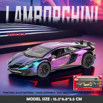 1:32 chromuotas Lamborghini SVJ LP750 superautomobilio modelis su garsu ir šviesa Vaikams Berniukams Metalinis žaislinis transporto priemonė Miniatiūrinis Kalėdos violetinė