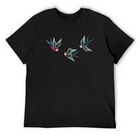 Tradicinis mėlynų kregždučių tatuiruotės T-shirt grafinis t-shirt vintažinis juodos spalvos mieli drabužiai vyriški marškinėliai grafinis marškinėlis S juoda