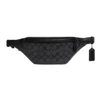 Coach Warren Juodas juosmens krepšys su Signature dengtu drobės diržu Hip krepšys Crossbody Sling Madingas kasdienis krepšys vyrams C7700-CHR Basic Set (Bag+Dust Bag)