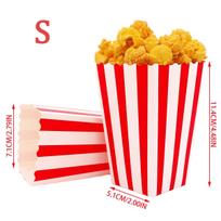 25Pcs Popcorn Paper Boxes Buckets Red White Stripes Bags Snack Containers for Movie Night Birthdays Carnival Party Supplies 25Pcs