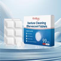 Denture Cleaning Effervescent Tablets - Daily Care for Removing Stains, Tartar & Plaque from False Teeth 12 pieces
