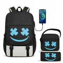 Mokyklinė kuprinė, šviečianti, atspindinti, su USB + penalas