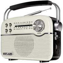 Speaker SVEN SRP-500, white (3W, Bluetooth, FM/AM/SW, USB, microSD, AUX, battery)