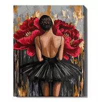 Balerina ir raudonos gėlės