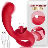 Klitorio stimuliatorius, G taško ir analinis vibratorius LIVMAN ZD081 su 10 vibracijos ir 10 laižymo režimų