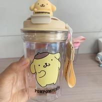 Kuromi Cinnamoroll plastikinė gertuvė,  Geltonas plastikinis puodelis