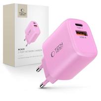 Tech-Protect NCA20 PD 20W QC3.0 USB-A / USB-C sieninis įkroviklis - rožinis