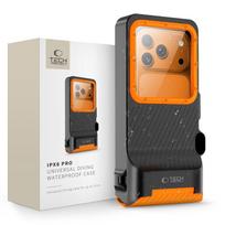 Tech-Protect IPX8 Pro vandeniui atsparus telefono dėklas – oranžinė ir juoda