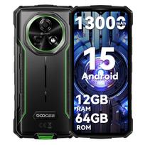 DOOGEE FIRE 5 Android 15 Atsparus išmanusis telefonas su 13000mAh baterija, 12GB+64GB/2TB išplečiama atmintis, 6.6  HD+ 90Hz IPS, 13MP kamera, NFC, IP68/69K žalia