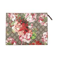GUCCI GG Blooms Vintage Logotipo Pelargonijų Spaudinio Drobės ir Odos Sankabos Rankinė Didelė Moteriška Ebono/Rožinė Basic Set (Bag+Dust Bag) rožinė/juodmedis