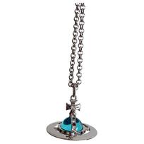 Vivienne Westwood Sphere Design Necklace Women necklaces Aqua-Blue Silver 6302009602P696 Basic Packaging-Dust Bag+Box