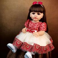 Gyvybiškos Reborn Baby Dolls 22 colių tikroviška naujagimių mergaitės lėlė rudais ilgais plaukais Geriausias gimtadienio rinkinys mergaitėms gimtadienio XAMS Velykų dovana 22 Inch about 55 cm mėlyna