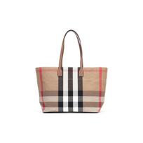 Burberry dryžuotas languotas dizainas rankinė medvilninė rankena peties rankinė moteriškas stilius beržo rudumo Gift box set (basic set+original box) ruda
